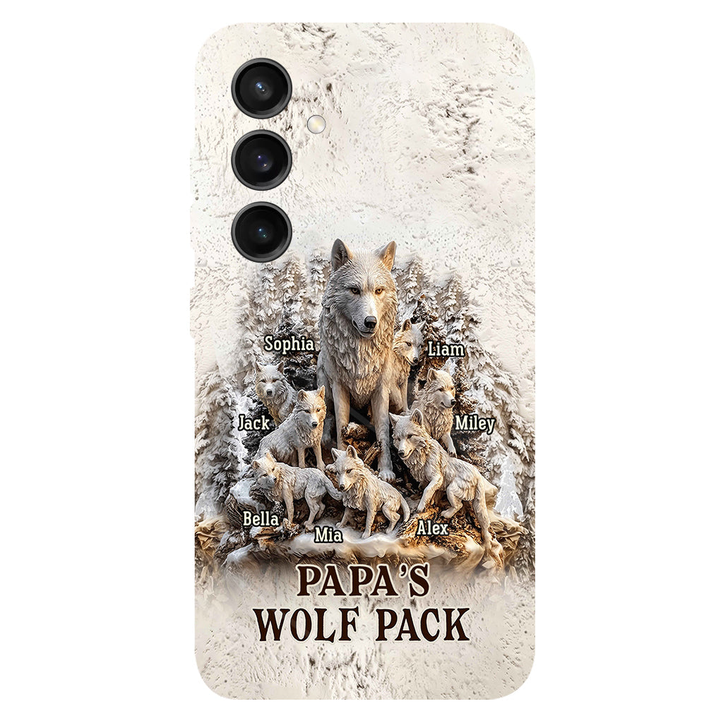 Coque de téléphone personnalisée « La meute de loups de papa » avec impression intégrale