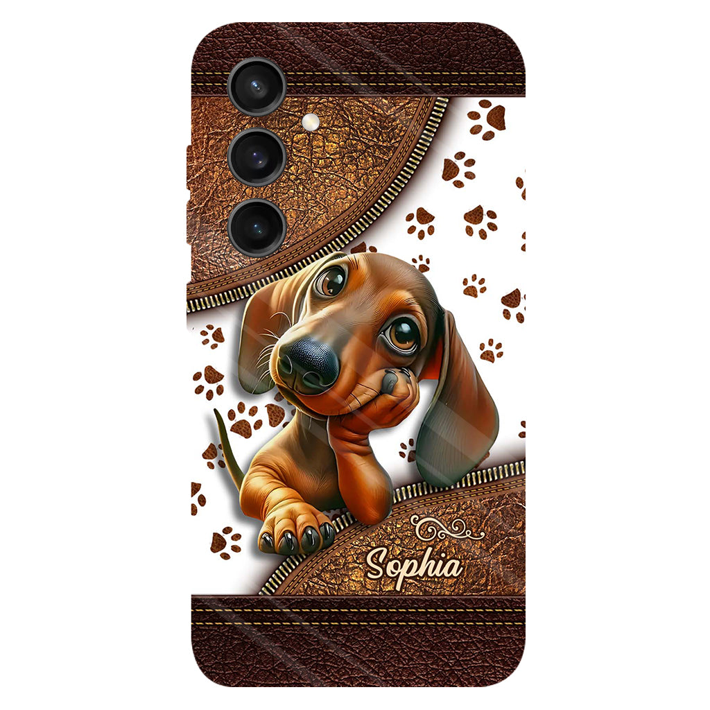 Coque de téléphone personnalisée avec un adorable teckel et un motif intégral de chien