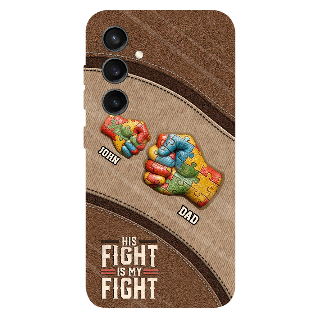Son combat est mon combat - Coque de téléphone personnalisée avec impression intégrale pour la sensibilisation à l'autisme