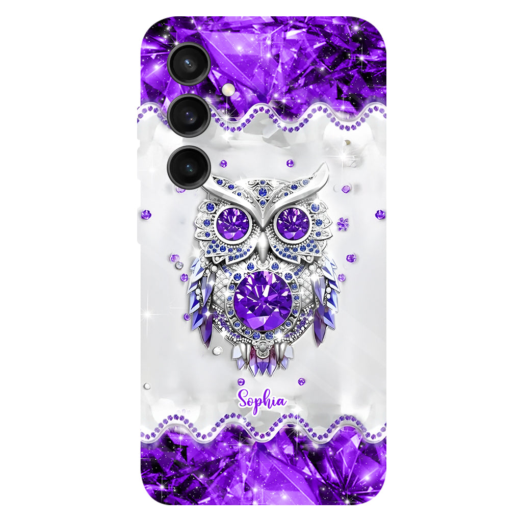 Purple Owl - Personalized Owl Full Print Phone Case