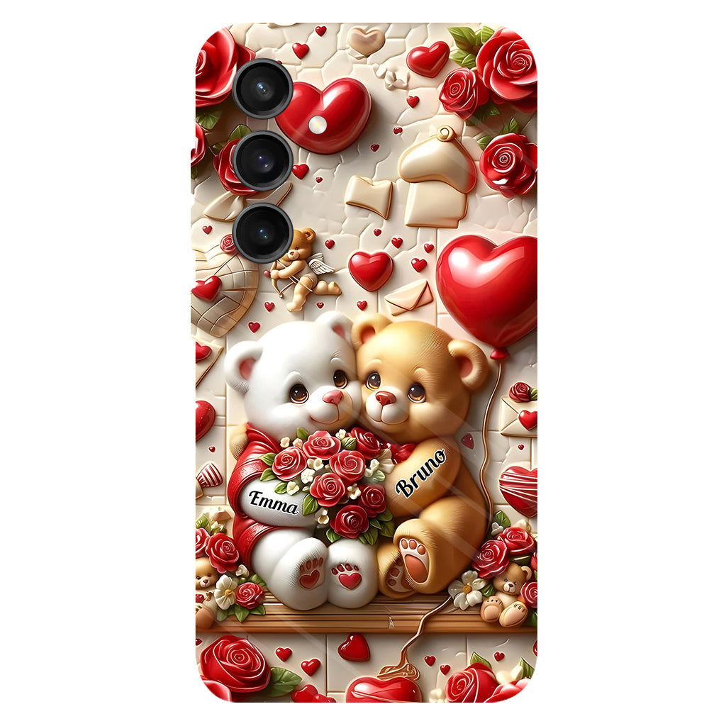 Couple d'ours mignons - Coque de téléphone personnalisée avec impression intégrale pour couple
