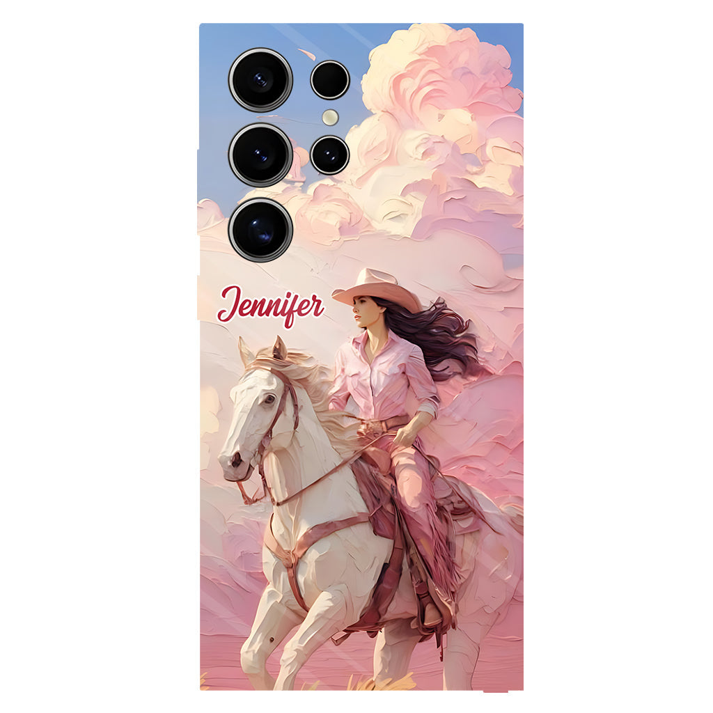 Coque de téléphone personnalisée avec imprimé intégral « Cowgirl rose »