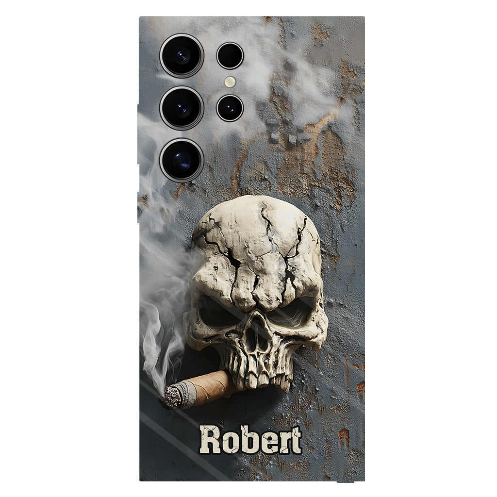Coque de téléphone personnalisée Skull Cigar - Motif crâne intégral