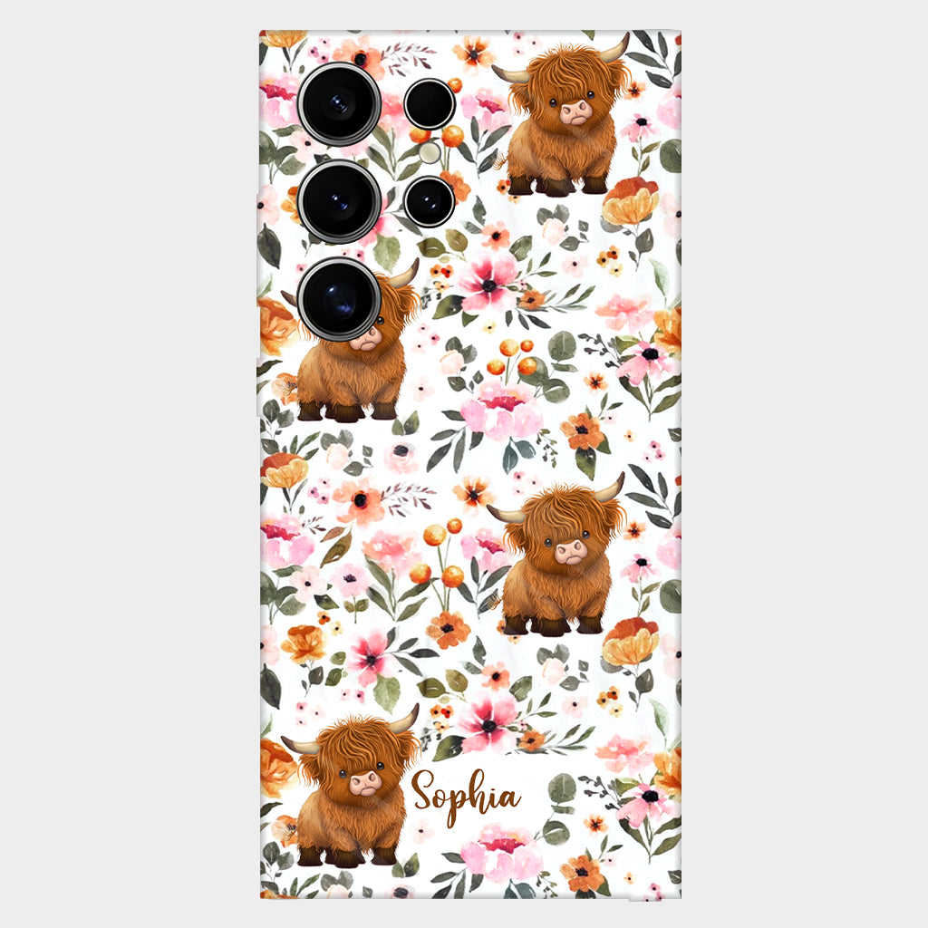 Coque de téléphone personnalisée avec motif vache des Highlands et imprimé intégral