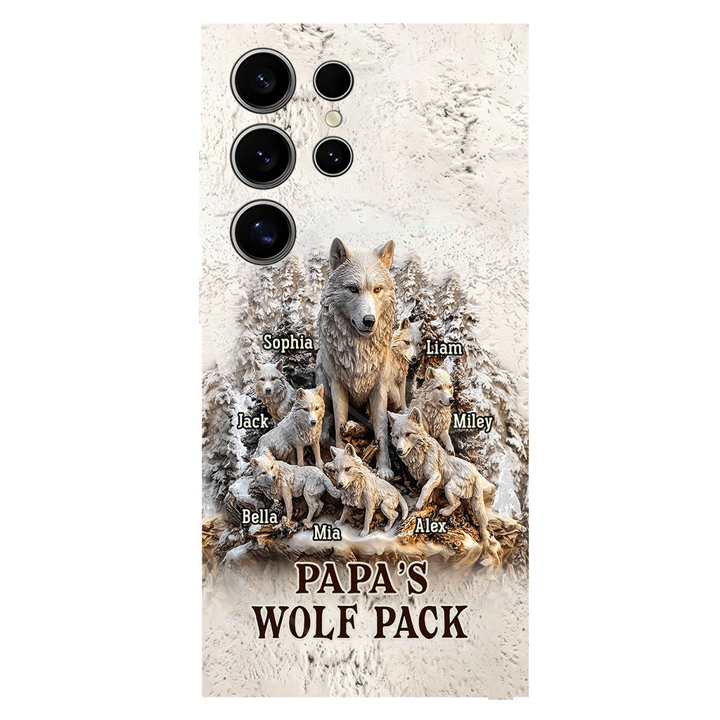 Coque de téléphone personnalisée « La meute de loups de papa » avec impression intégrale