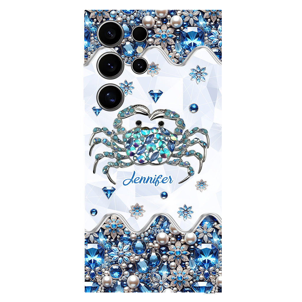 Élégante coque de téléphone personnalisée « Crabe bleu élégant » pour amoureux de la mer