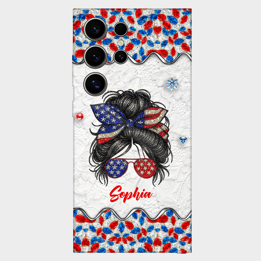 Coque de téléphone personnalisée « Fille au chignon décoiffé » (4 juillet) avec impression intégrale