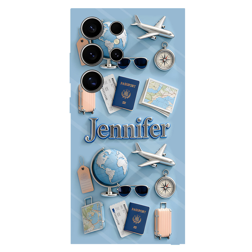 Une fille qui adore voyager - Coque de téléphone personnalisée avec impression intégrale sur le thème du voyage