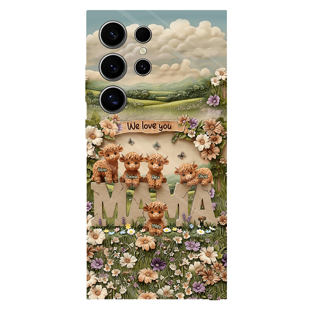 Coque de téléphone personnalisée avec motif vache des Highlands mignonne, maman et grand-mère - Coque de téléphone imprimée intégralement pour maman