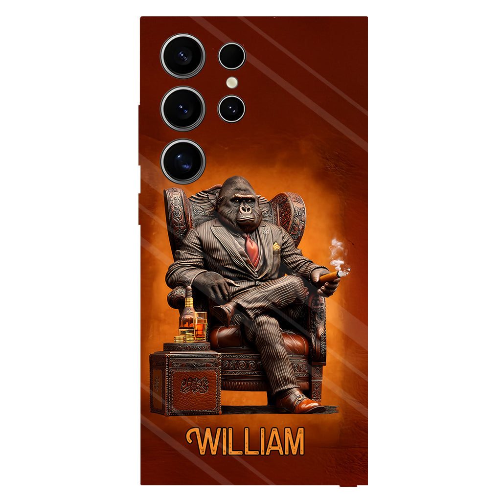 Whiskey & Cigar Gorilla - Personalized Whisky Full Print Phone Case