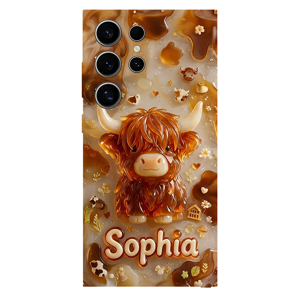 Highland Cow 3D Jelly Effect - Personalized Highland Cow Full Print Phone Case