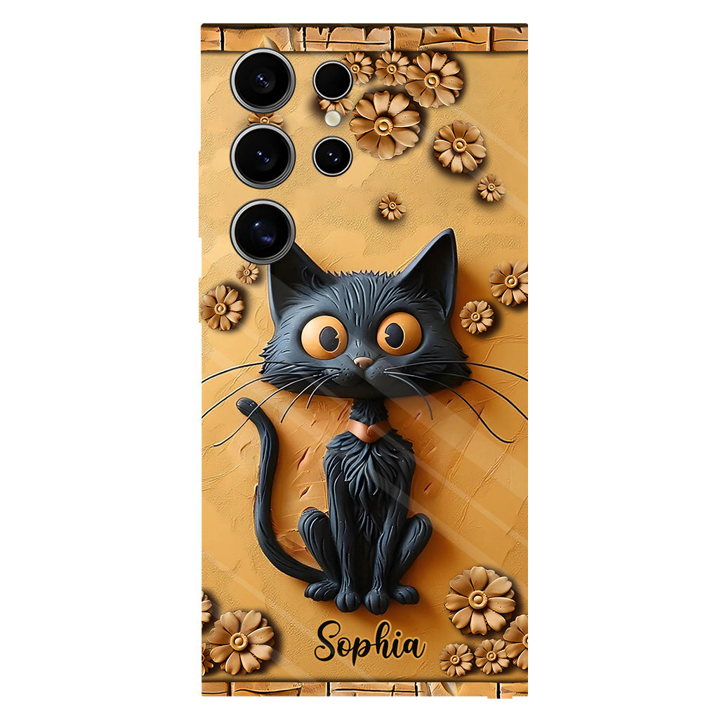 Cute Black Cat - Personalized Black Cat Full Print Phone Case
