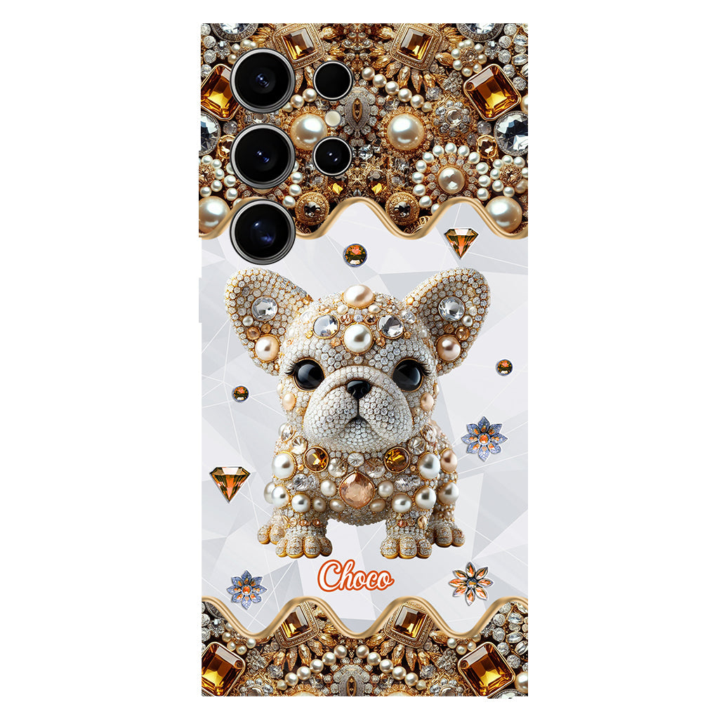 Coque de téléphone personnalisée avec motif intégral de bouledogue français « J’adore »