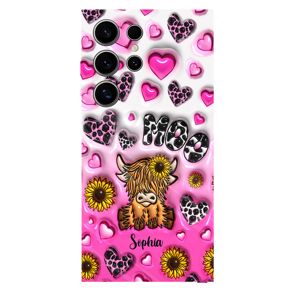 Sunflower Highland Cow - Personalized Full Print Phone Case