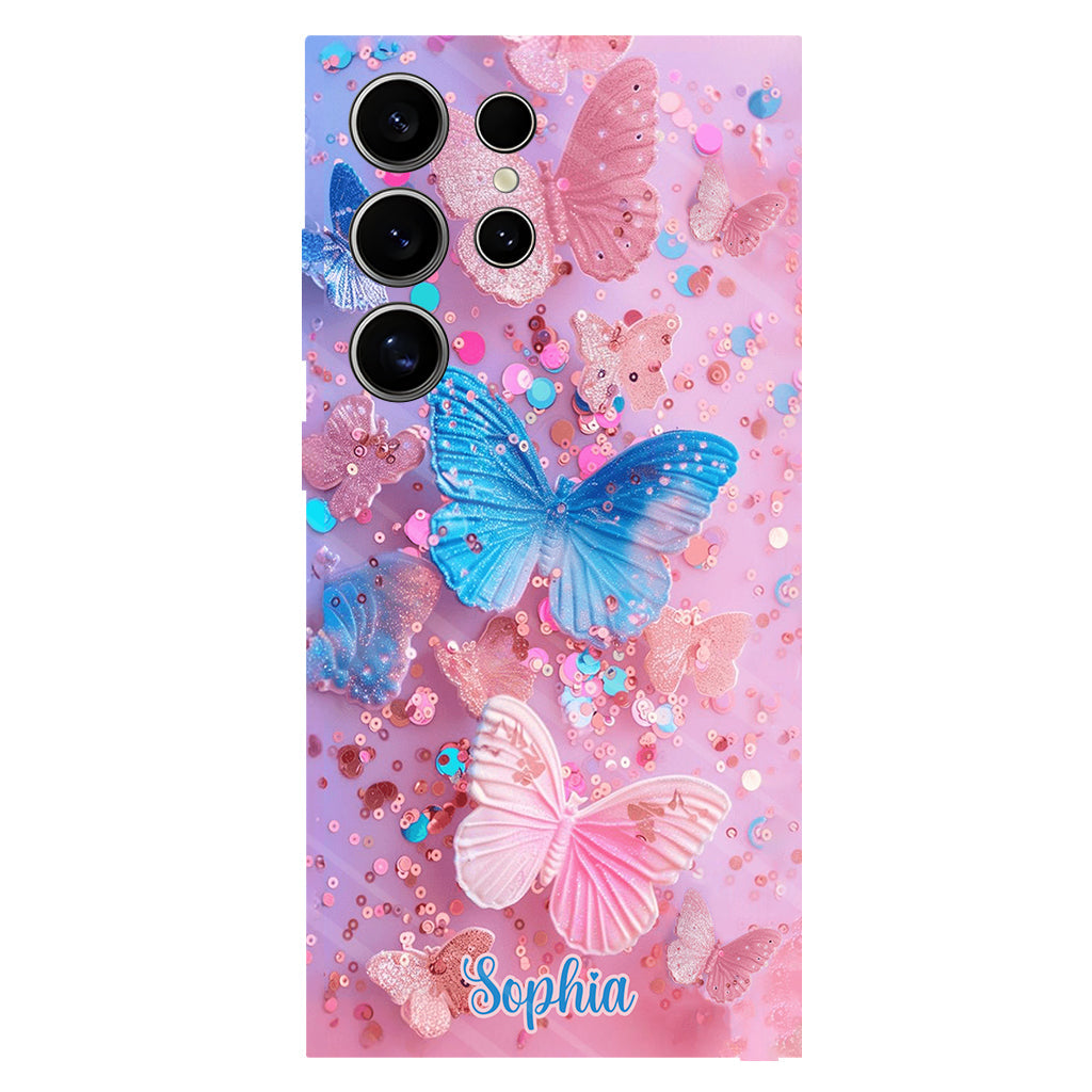 Coque de téléphone personnalisée avec motif papillon scintillant - Papillons scintillants