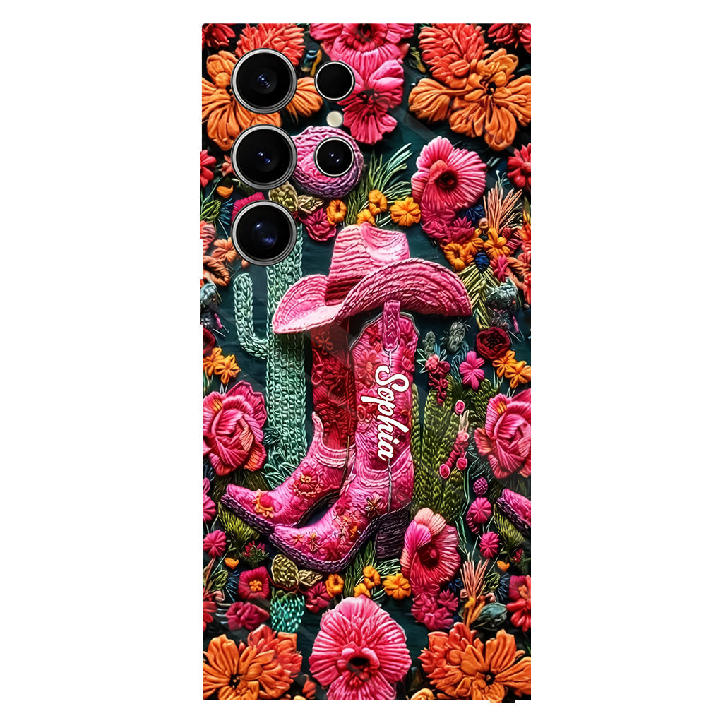 Coque de téléphone personnalisée « Cowgirl rose » avec imprimé intégral