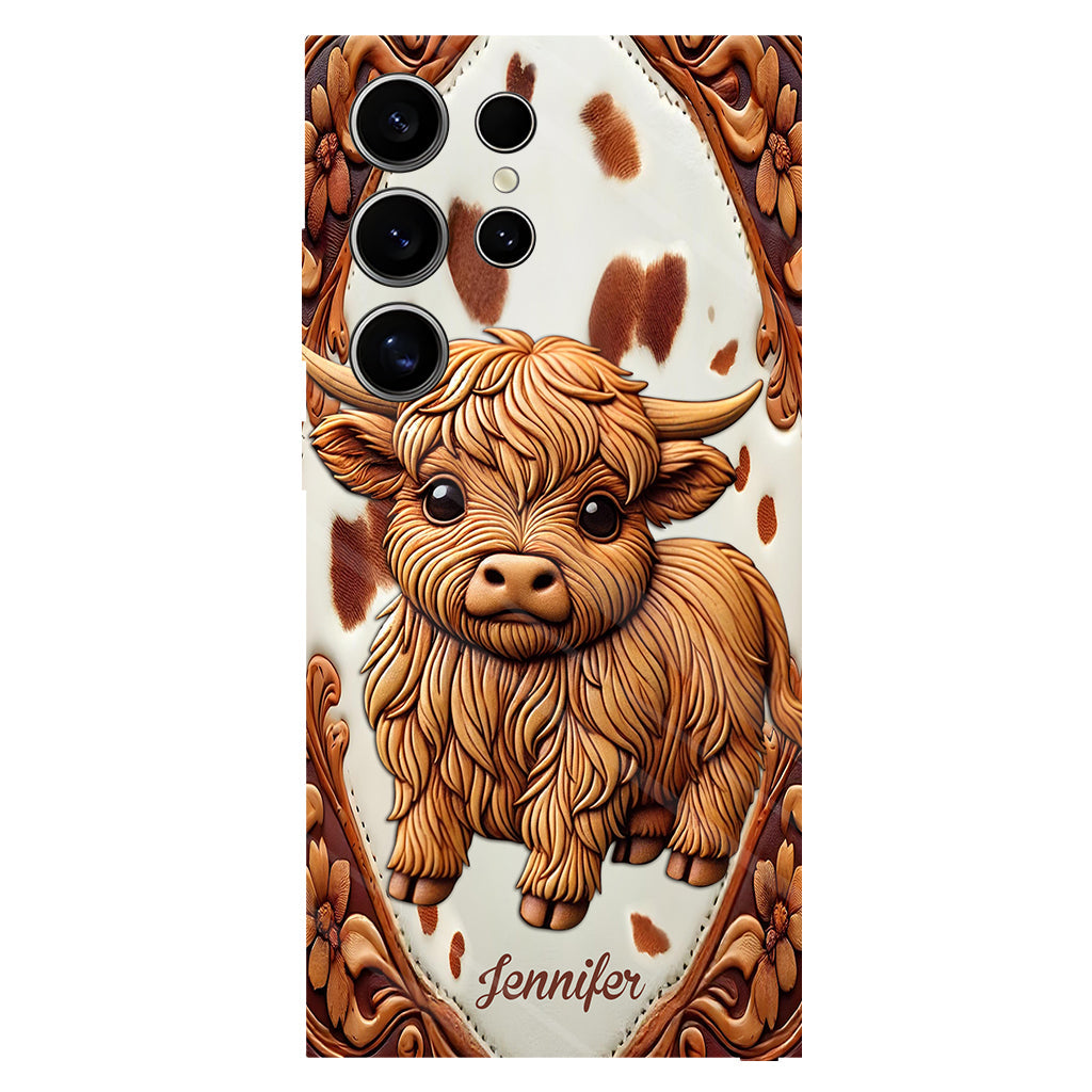 Coque de téléphone personnalisée avec impression intégrale « J’adore les vaches des Highlands »
