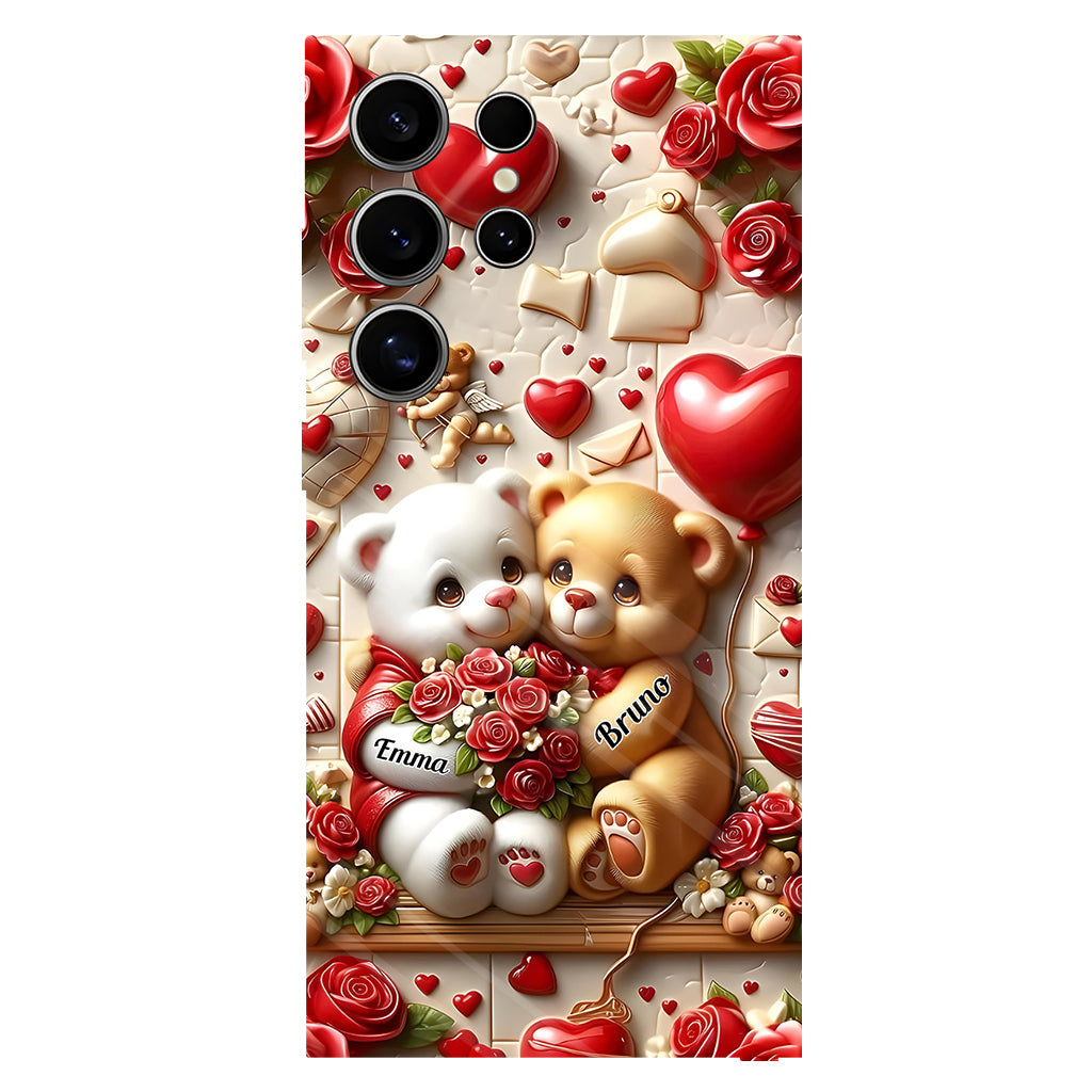 Couple d'ours mignons - Coque de téléphone personnalisée avec impression intégrale pour couple