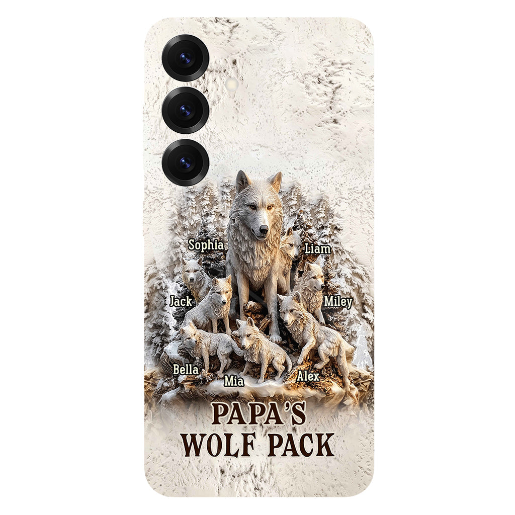 Coque de téléphone personnalisée « La meute de loups de papa » avec impression intégrale