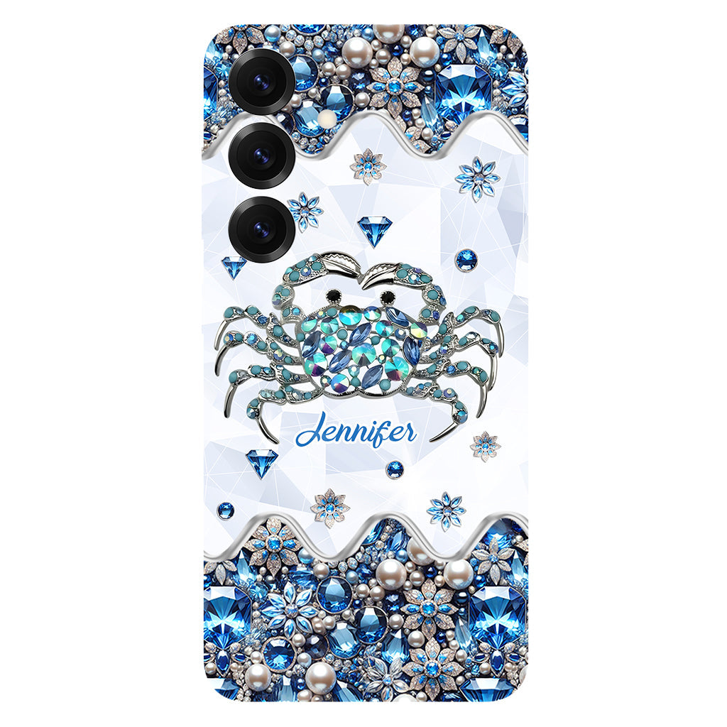 Élégante coque de téléphone personnalisée « Crabe bleu élégant » pour amoureux de la mer