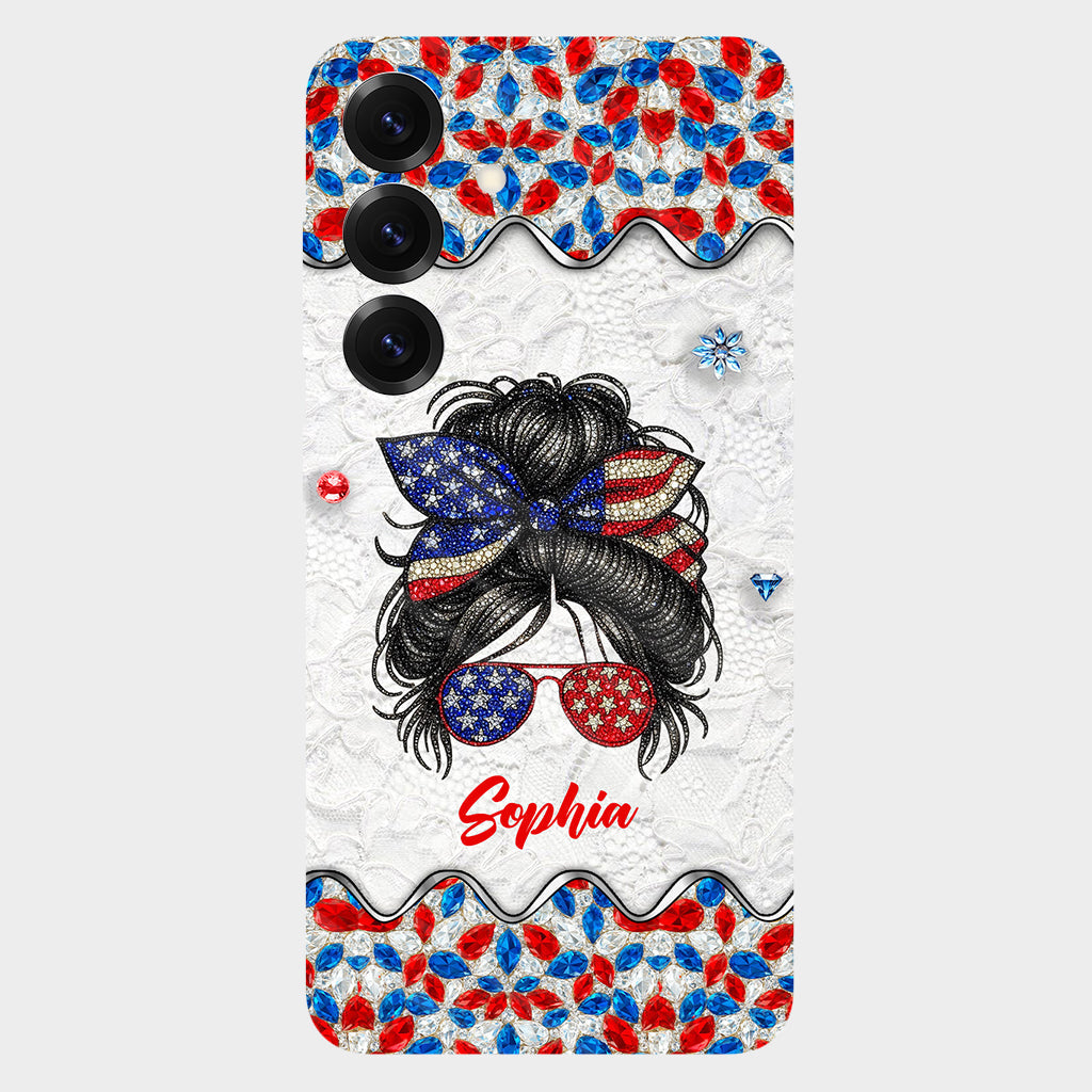 Coque de téléphone personnalisée « Fille au chignon décoiffé » (4 juillet) avec impression intégrale