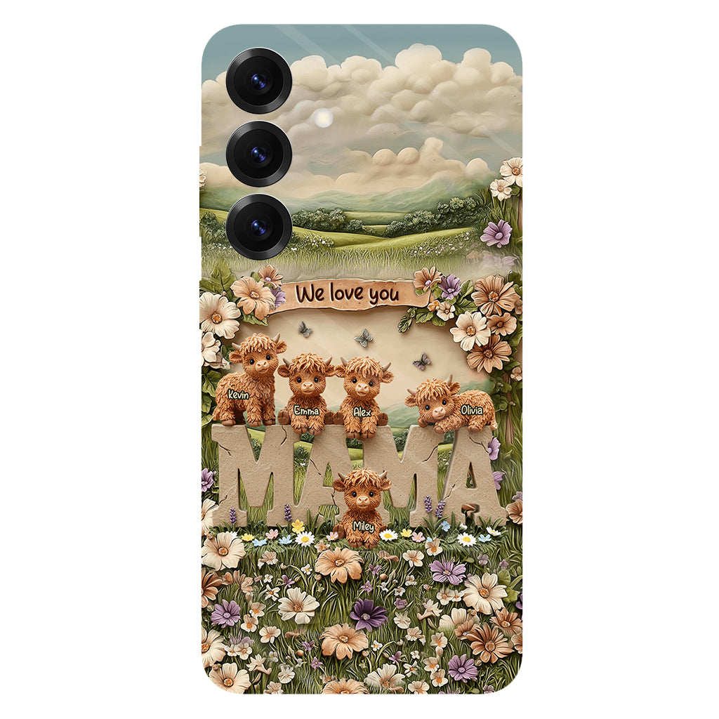 Coque de téléphone personnalisée avec motif vache des Highlands mignonne, maman et grand-mère - Coque de téléphone imprimée intégralement pour maman