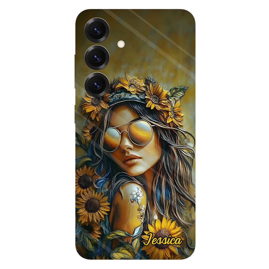 Coque de téléphone personnalisée Hippie Soul Sunflower Girl - Motif hippie intégral