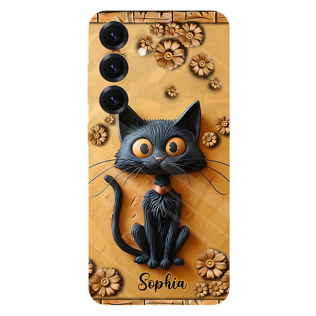 Cute Black Cat - Personalized Black Cat Full Print Phone Case