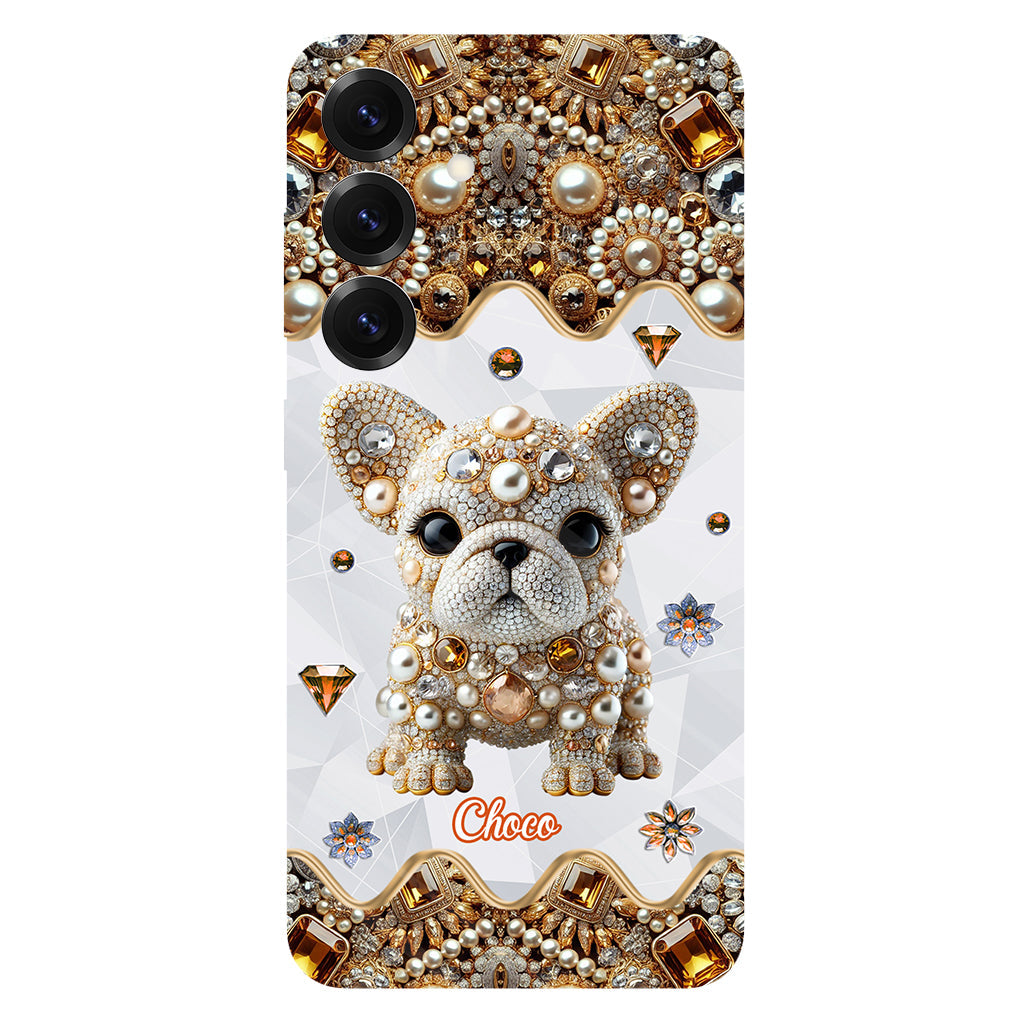 Coque de téléphone personnalisée avec motif intégral de bouledogue français « J’adore »