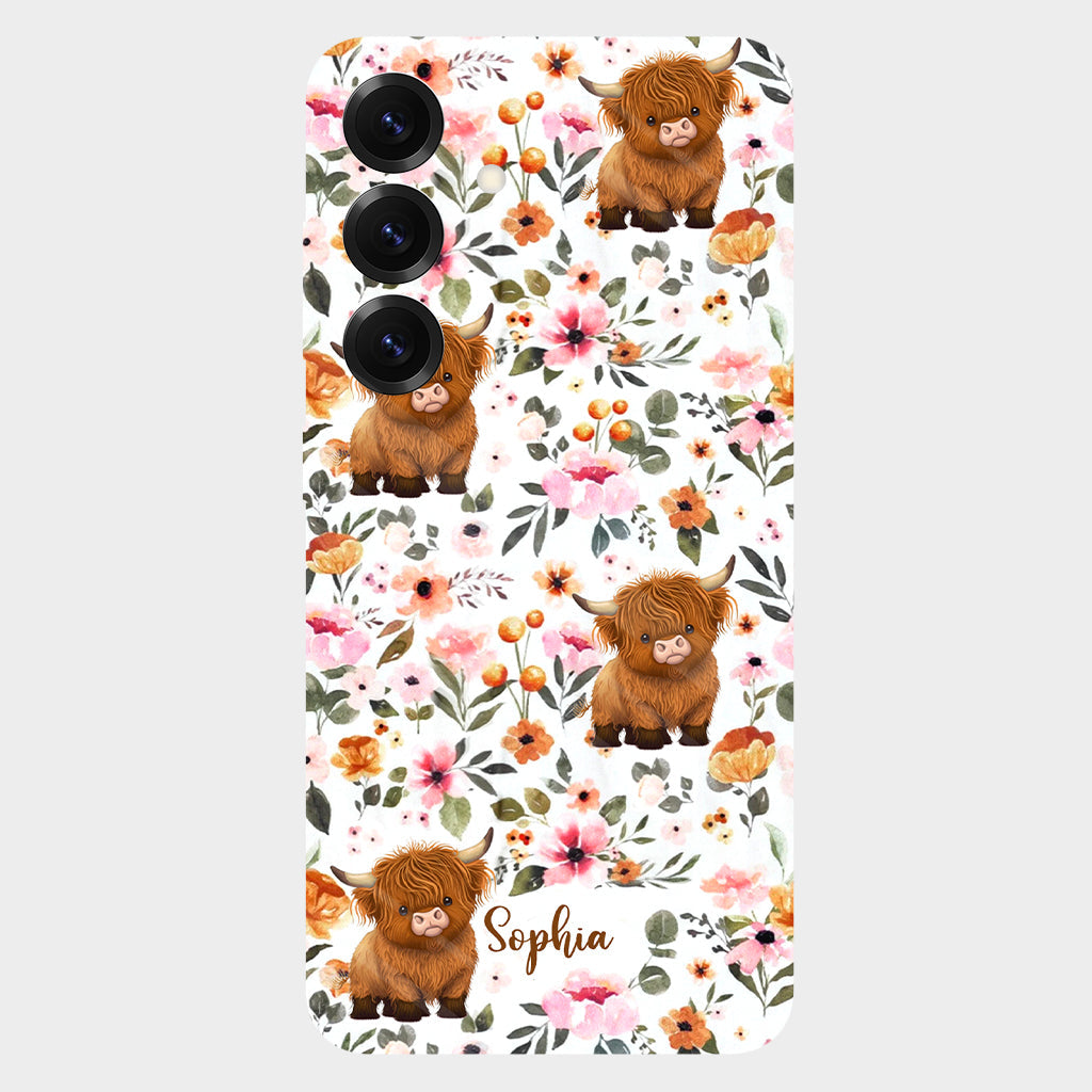 Coque de téléphone personnalisée avec motif vache des Highlands et imprimé intégral