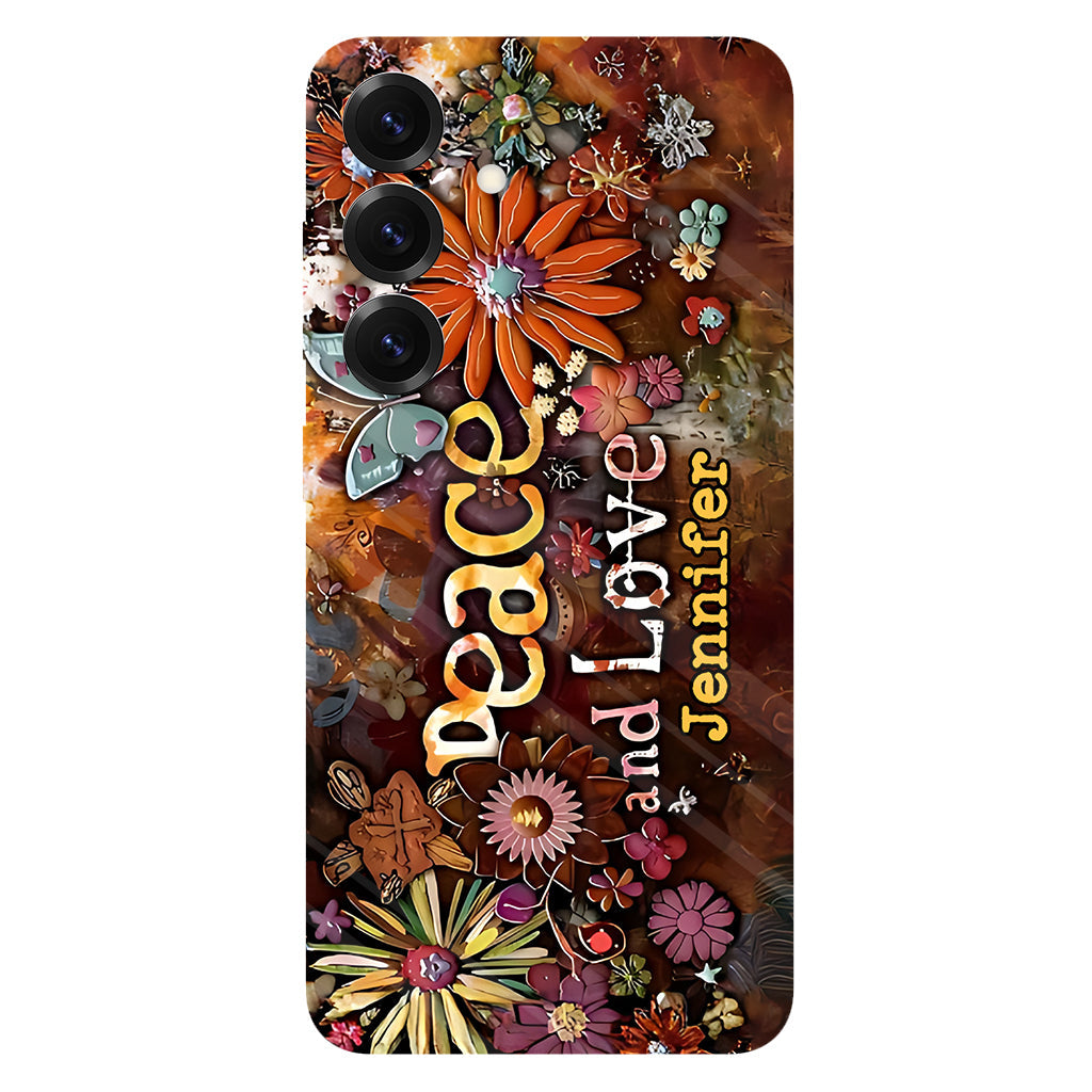 Peace And Love - Personalized Hippie Full Print Phone Case
