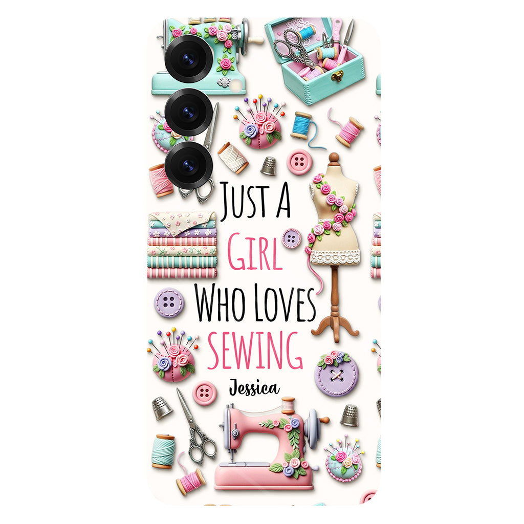 Coque de téléphone personnalisée « Juste une fille qui aime coudre » avec impression intégrale