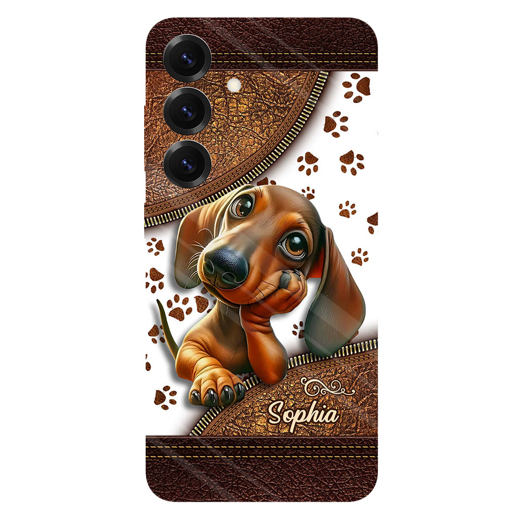 Coque de téléphone personnalisée avec un adorable teckel et un motif intégral de chien