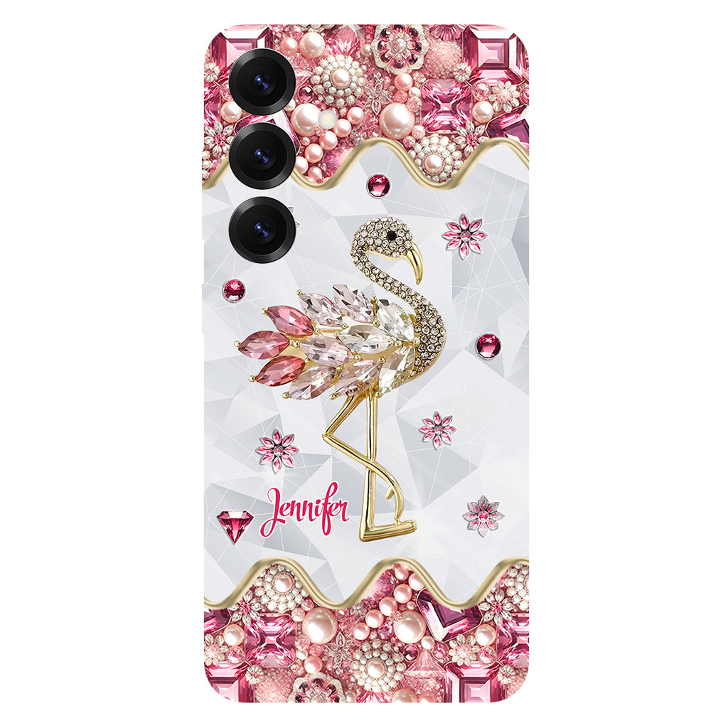 Juste une fille qui aime les flamants roses - Coque de téléphone personnalisée avec impression intégrale de flamants roses