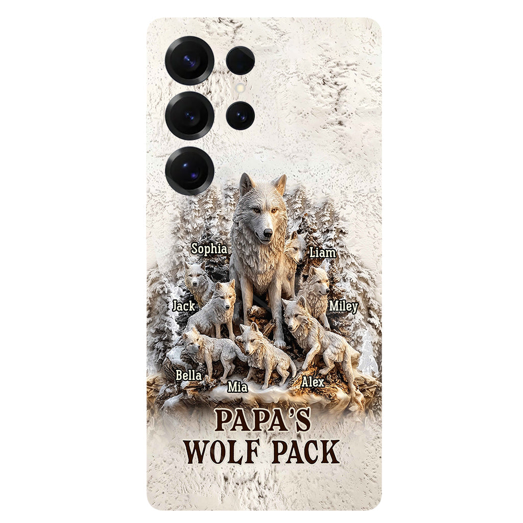 Coque de téléphone personnalisée « La meute de loups de papa » avec impression intégrale