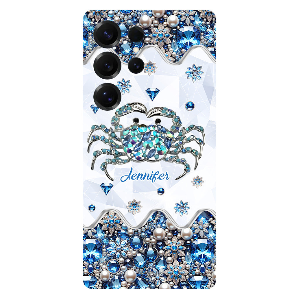 Élégante coque de téléphone personnalisée « Crabe bleu élégant » pour amoureux de la mer