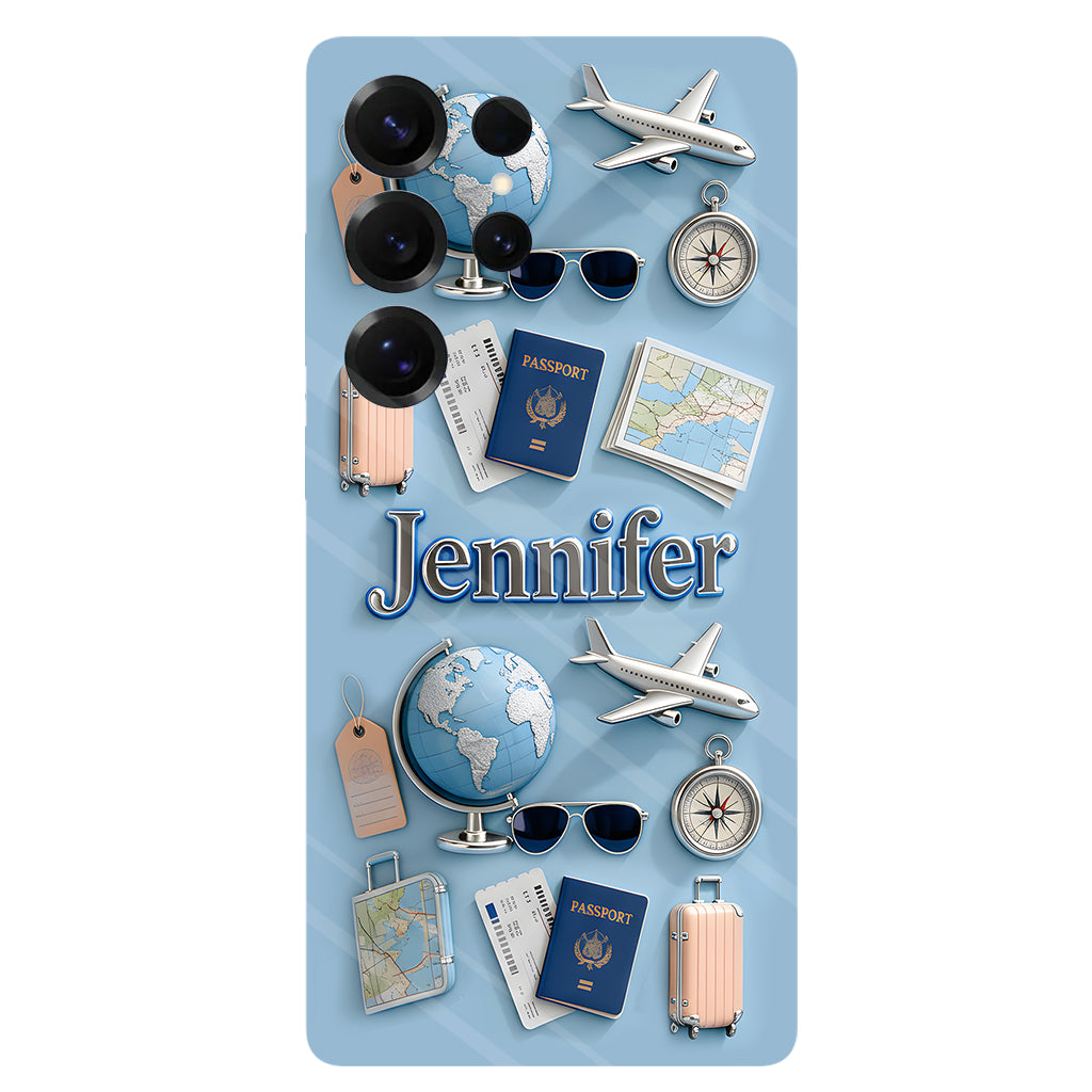 Une fille qui adore voyager - Coque de téléphone personnalisée avec impression intégrale sur le thème du voyage