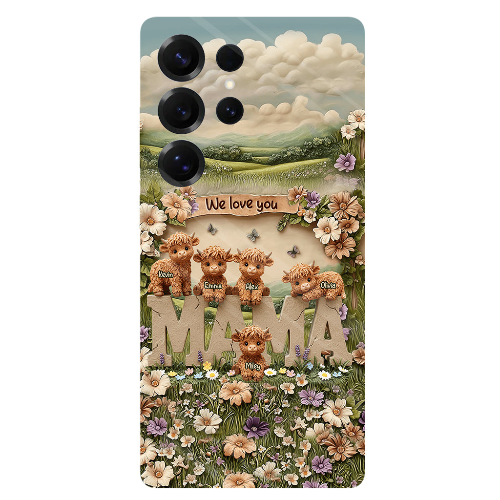 Coque de téléphone personnalisée avec motif vache des Highlands mignonne, maman et grand-mère - Coque de téléphone imprimée intégralement pour maman
