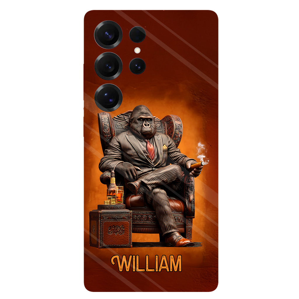Whiskey & Cigar Gorilla - Personalized Whisky Full Print Phone Case