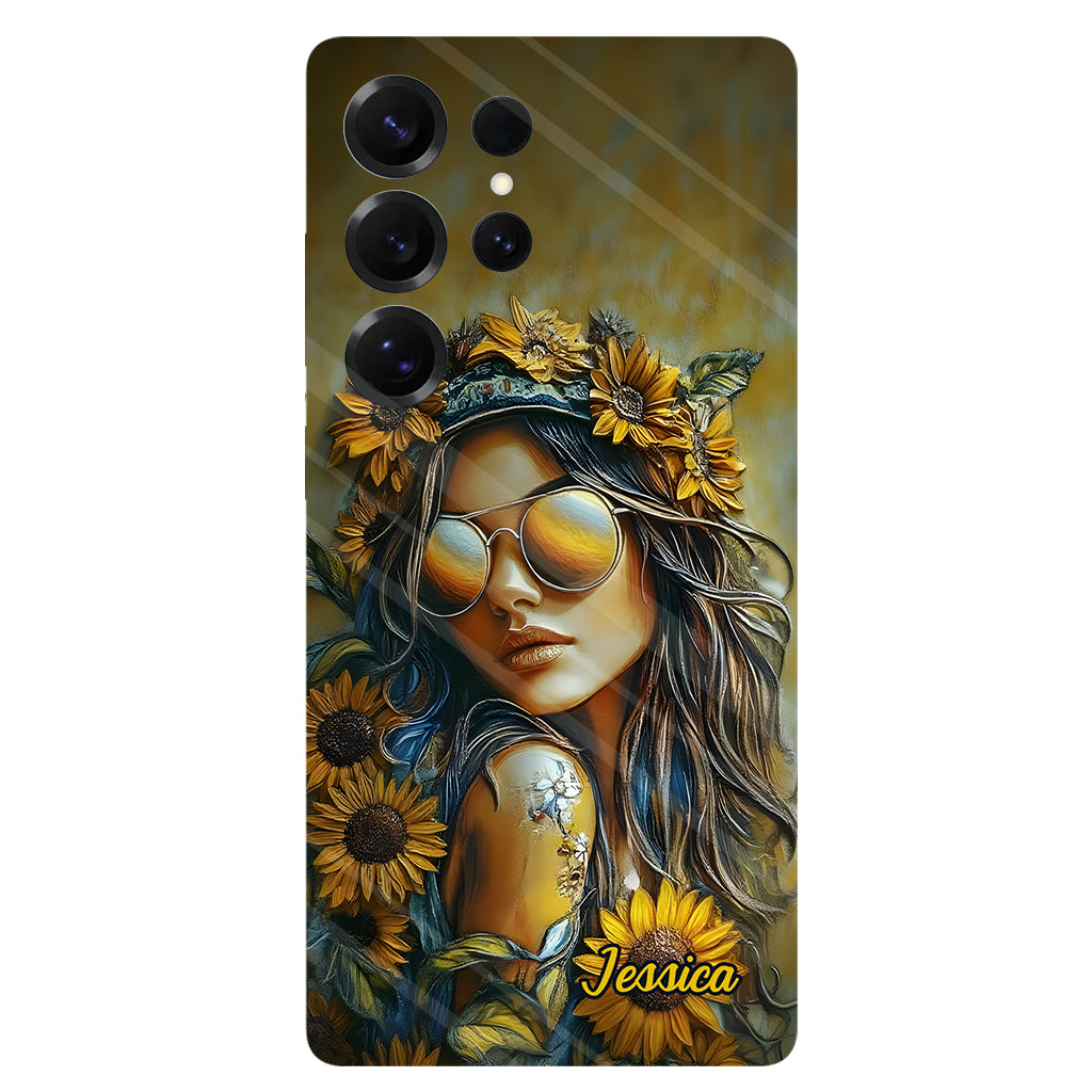 Coque de téléphone personnalisée Hippie Soul Sunflower Girl - Motif hippie intégral