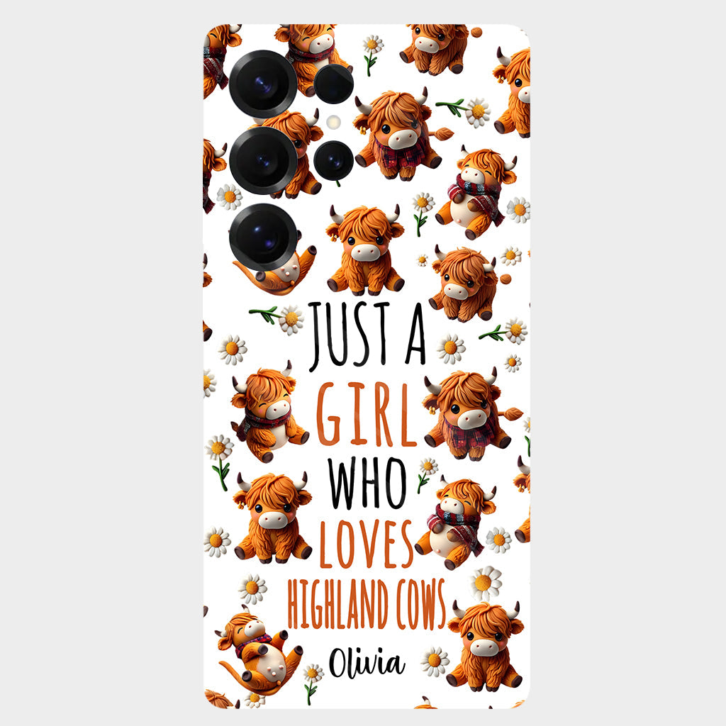 Just A Girl Who Loves Highland Cows - Personalized Highland Cow Full Print Phone Case