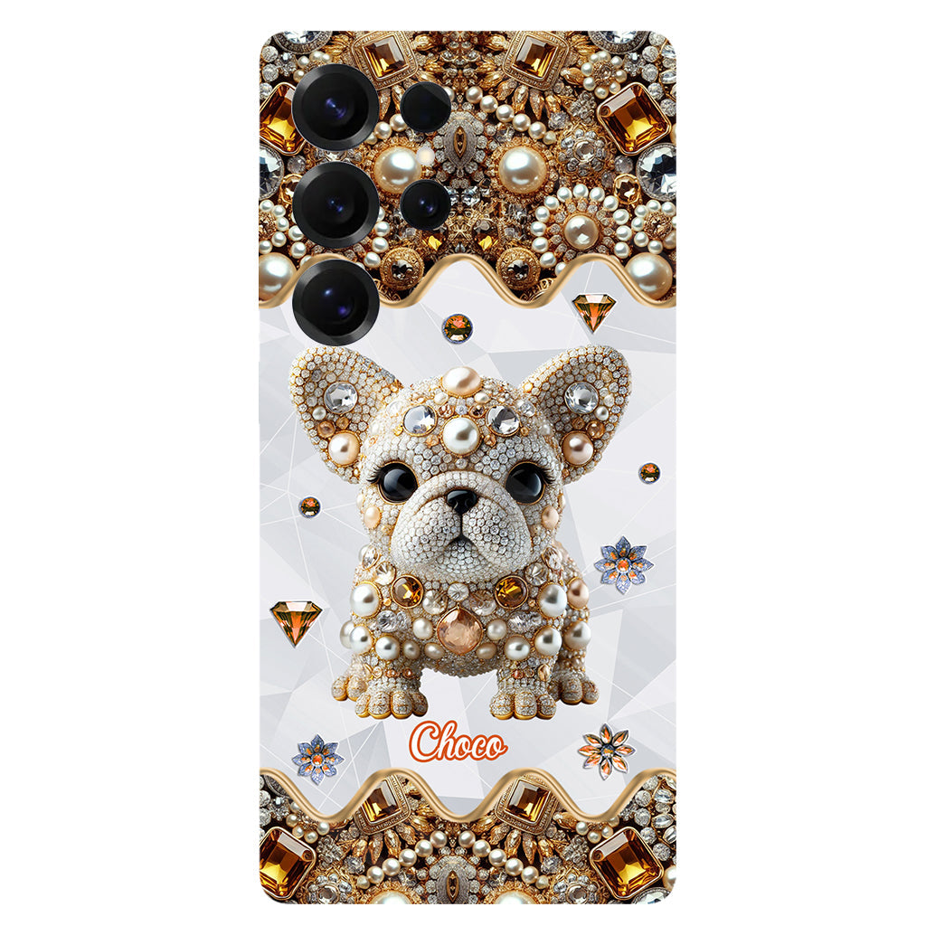 Coque de téléphone personnalisée avec motif intégral de bouledogue français « J’adore »