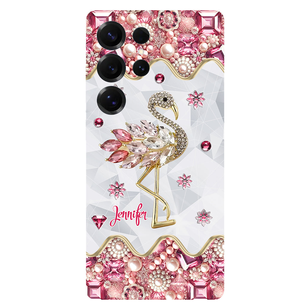 Juste une fille qui aime les flamants roses - Coque de téléphone personnalisée avec impression intégrale de flamants roses