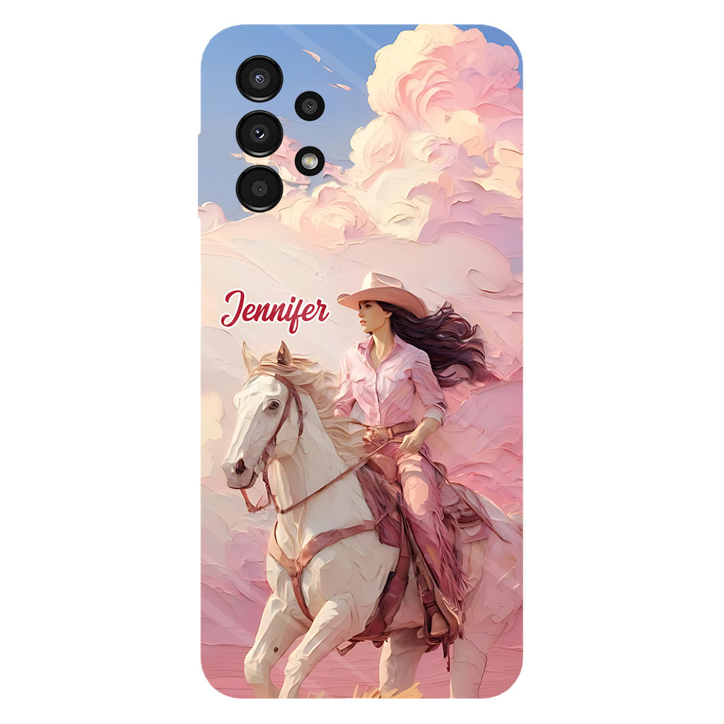 Coque de téléphone personnalisée avec imprimé intégral « Cowgirl rose »