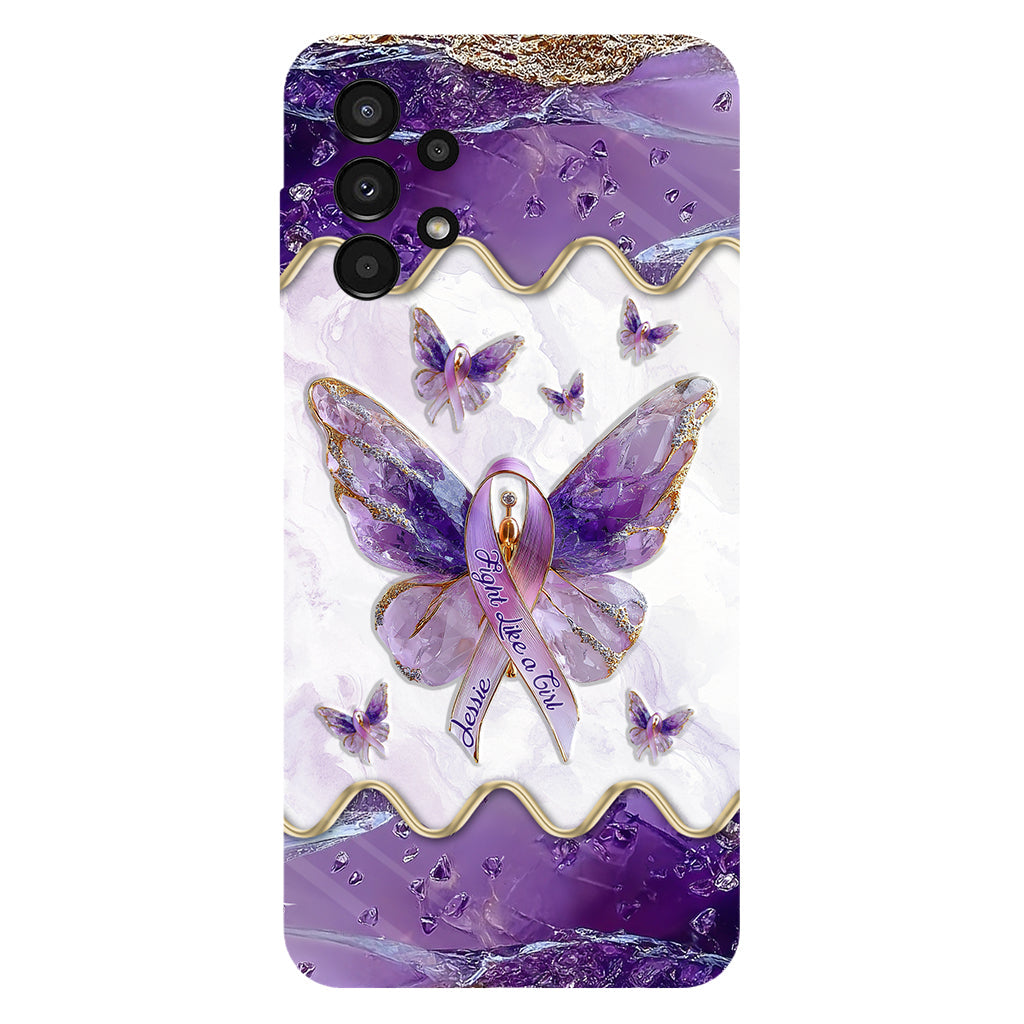 Combattez comme une fille - Coque de téléphone personnalisée avec impression intégrale pour la sensibilisation au lupus