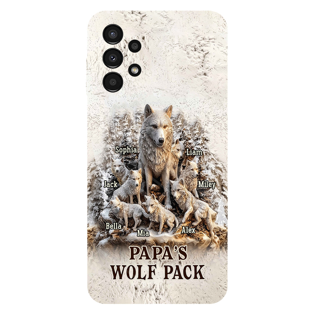 Coque de téléphone personnalisée « La meute de loups de papa » avec impression intégrale