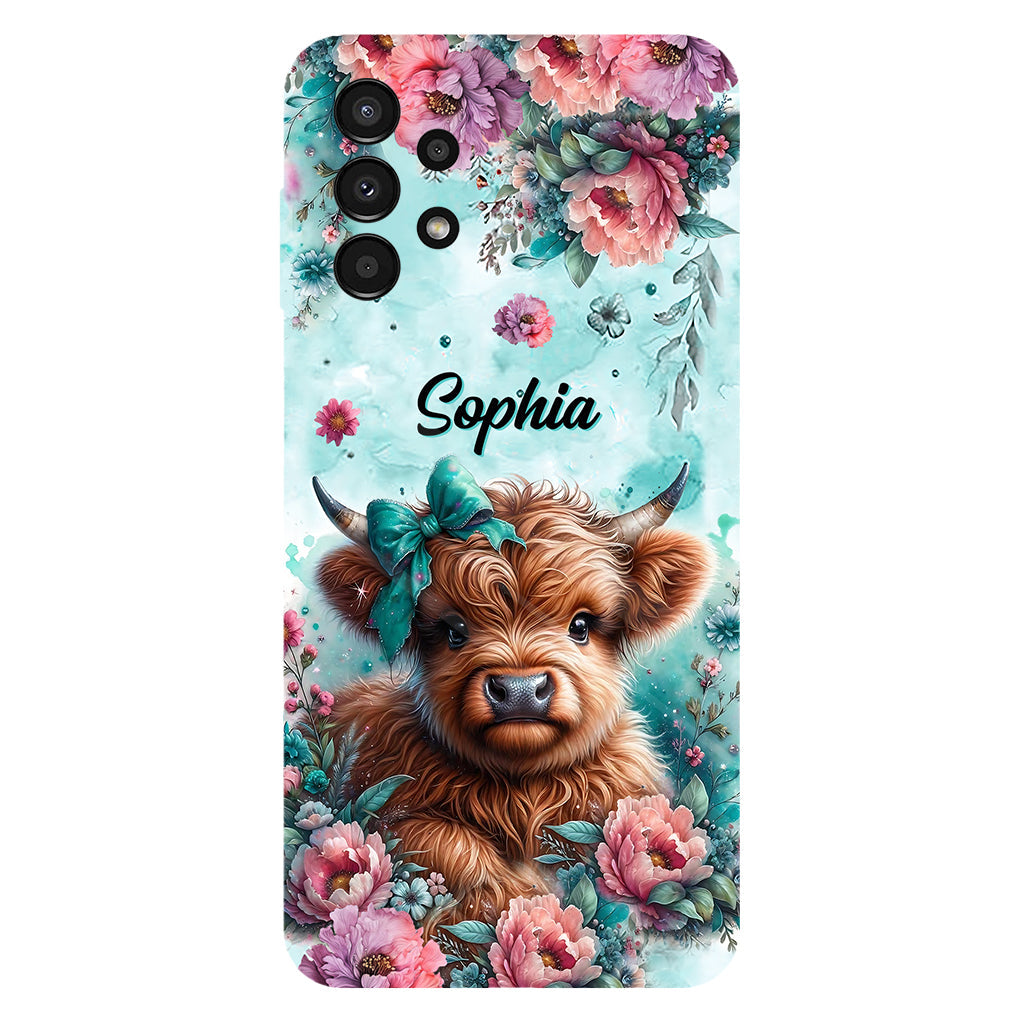 Coque de téléphone personnalisée avec imprimé intégral « Bébé vache des Highlands »