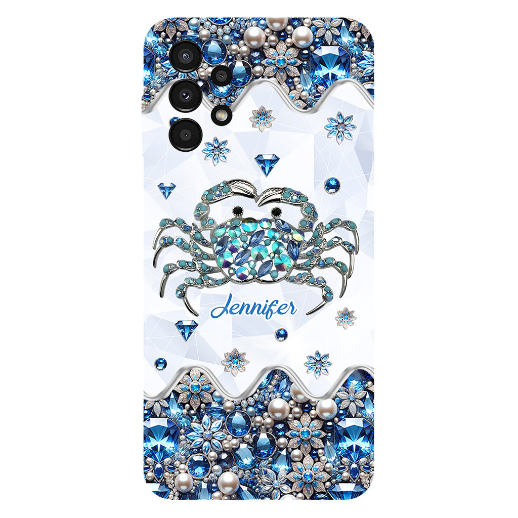 Élégante coque de téléphone personnalisée « Crabe bleu élégant » pour amoureux de la mer