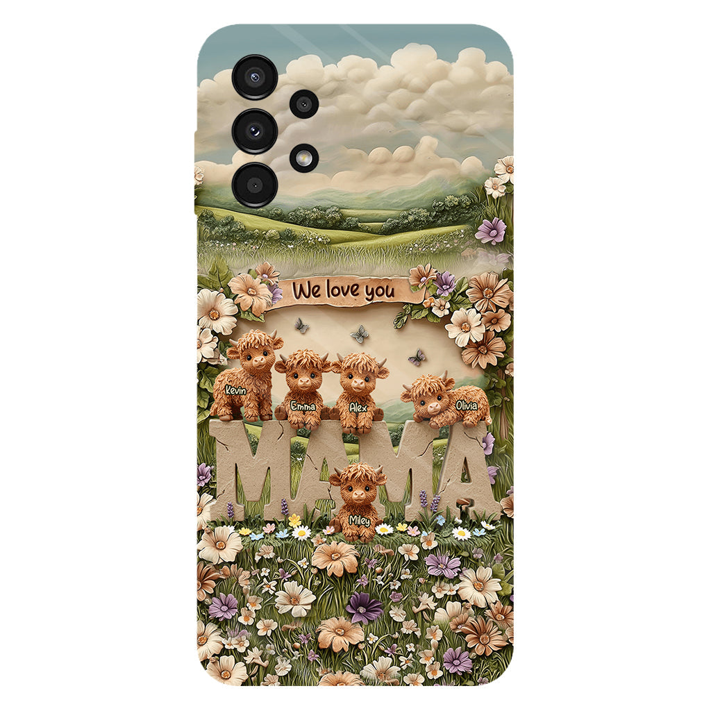 Coque de téléphone personnalisée avec motif vache des Highlands mignonne, maman et grand-mère - Coque de téléphone imprimée intégralement pour maman