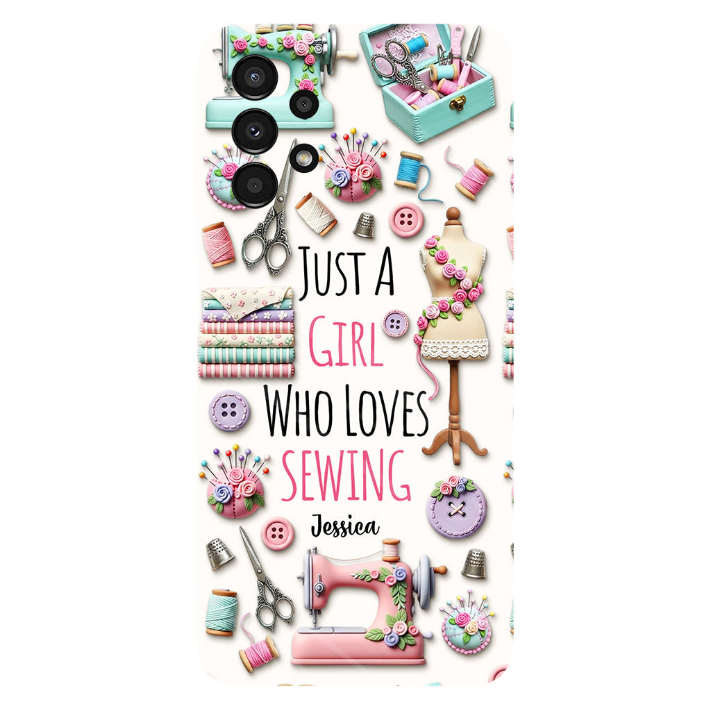 Coque de téléphone personnalisée « Juste une fille qui aime coudre » avec impression intégrale